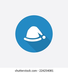 santa's hat Flat Blue Simple Icon with long shadow, isolated on white background  
