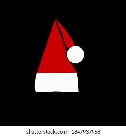 santa's hat icon, isolated, black background
