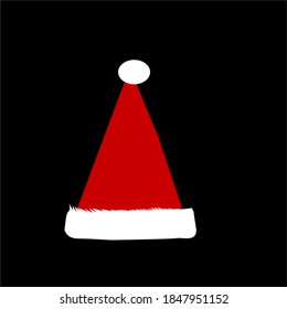 icono del sombrero de santa, aislado, fondo negro