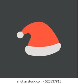 Santa's Hat Icon, Isolated, Black Background