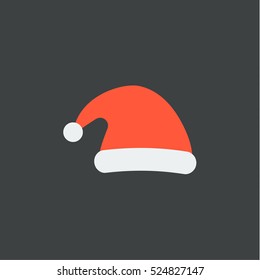 Santa's Hat Icon, Isolated, Black Background