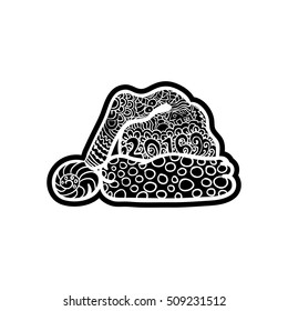 Santas hat. Knockout printing sticker,isolated clipart. Vector illustration