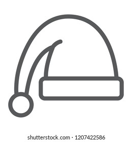Santa's hat line icon, christmas and clothing, cap sign, vector graphics, a linear pattern on a white background, eps 10.