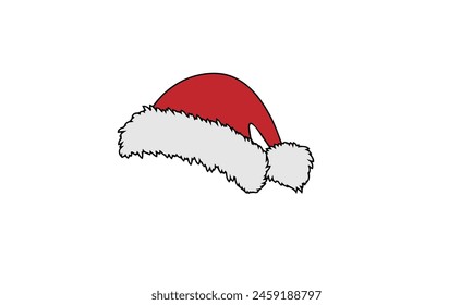 Santa's hat is red on a transparent background