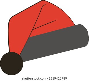 Santa's hat is red on a white background