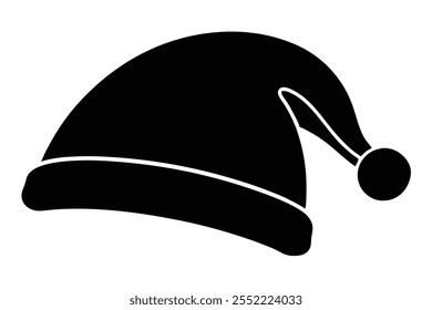 santas hat simple style silhouette with white background.