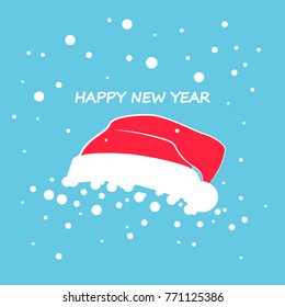 Santa's hat in the snow. Vector illustration.