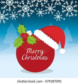 Santas hat and sphere icon. Merry Christmas decoration and season theme. Colorful design. Vector illustration