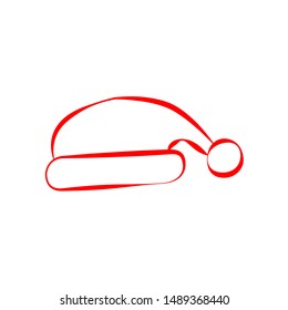 Santa's hat thin line icon. Christmas hat vector illustration isolated on white. Santa Claus cap outline style design, designed for web and app. Eps 10. Icon with red lines with different wide