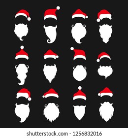 Santas Hats Beards Set Isolated On Stock Vector (Royalty Free ...