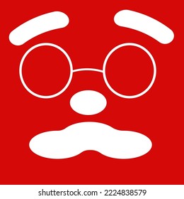 cabeza de santa con gafas y bigote