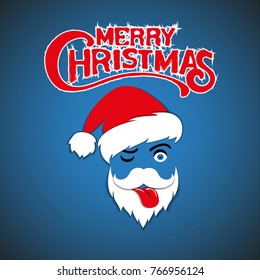Santa's head winks and shows his tongue