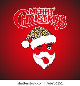 Santa's head winks and shows his tongue
