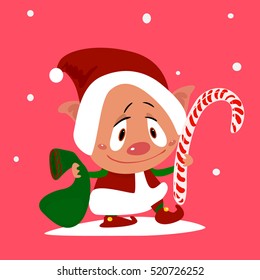 Santa's Helper with Candy Cane