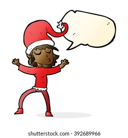 santa's helper cartoon with speech bubble