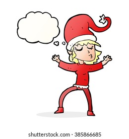 santa's helper cartoon with thought bubble