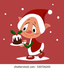 Santa's Helper with Christmas Pudding
