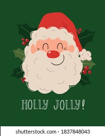 Santa's holly jolly Christmas -for kids, card image,Christmas decoration