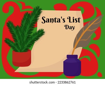 Santa's List Day, idea for horizontal poster, banner, flyer or placard design vector illustration