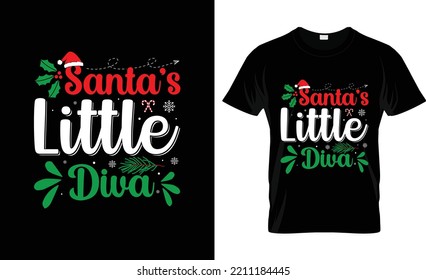 Santas little Diva Christmas T-shirt Design 