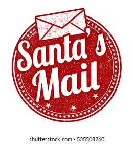 Santa's mail grunge rubber stamp on white background, vector illustration