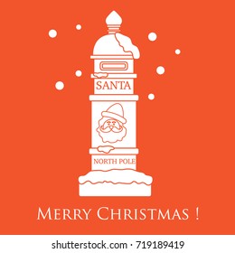 Santa's mailbox and snow. Winter theme. Letter for santa claus merry christmas and happy new year. Mail wish list.