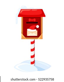 Santa`s mailbox Vector illustration of a letter for Santa Claus Merry Christmas and Happy New Year. Mail wish list snow