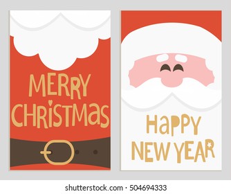 Santa's message banners. Merry Christmas and happy new year lettering. Vector illustration.