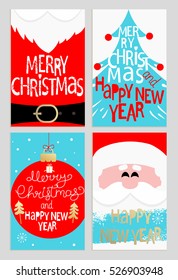 Santa's message banners. Merry Christmas and happy new year lettering. Vector illustration.