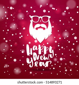 Santa's Mustaches, beard, sunglasses vector illustration. Christmas card