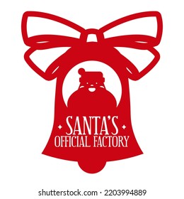 Santa's official factory. Xmas stamp design for gift bag from Santa Claus.  Template for christmas handmade gifts. Vector illustration.