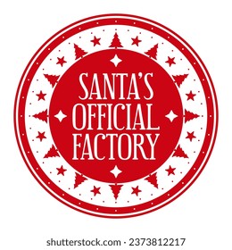 Fábrica oficial de Santa.  Diseño del sello de Navidad. Plantilla para regalos hechos a mano de navidad. Ilustración vectorial.