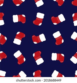 Santa's red boot. Seamless Christmas Pattern