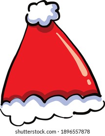 Santas red hat, illustration, vector on a white background.