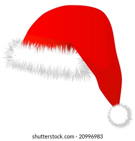 El sombrero rojo de Santa está aislado en blanco. Vector
