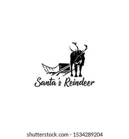 Santa's reindeer silhouette logo illustrations