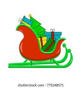 Santas Sledge Presents Santa Sleigh Vector Stock Vector (Royalty Free ...