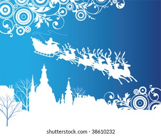 Santa's Sleigh. All elements and textures are individual objects. Vector illustration scale to any size.