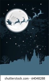 Santa's sleigh.  All elements and textures are individual objects. Vector illustration scale to any size.