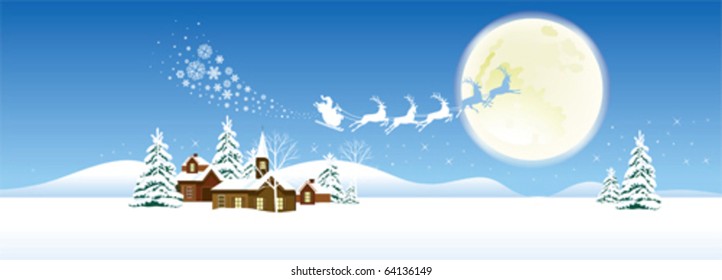 Santa's sleigh.  All elements and textures are individual objects. Vector illustration scale to any size.