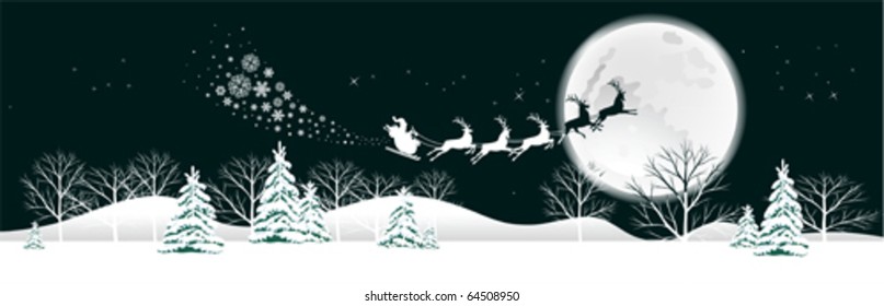 Santa's sleigh.  All elements and textures are individual objects. Vector illustration scale to any size.