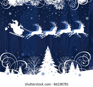 Santa's sleigh.  All elements and textures are individual objects. Vector illustration scale to any size.