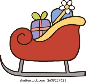 Santa's Sleigh Cartoon with Gifts