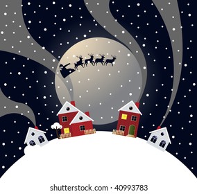 Santa's Sleigh. Christmas illustration