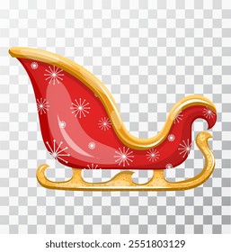 Santa's sleigh decorative element. Hand drawn illustration on transparent background. Hand drawing.  Vector illustration.
