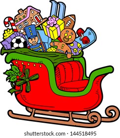 Santa's Sleigh Filled with Christmas Toys and Presents