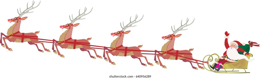 Santa's sleigh and four reindeer