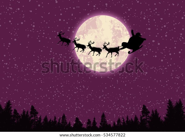 Santas Sleigh Front Full Moon On Stock Vector (Royalty Free) 534577822