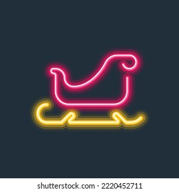 Santa's sleigh glowing neon sign hard edge gradient vector illustration