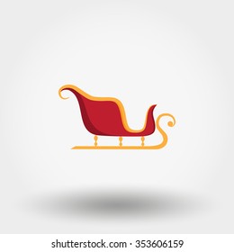 Santa's Sleigh. Icon For Web And Mobile Application. Vector Illustration On A White Background. Flat Design Style.